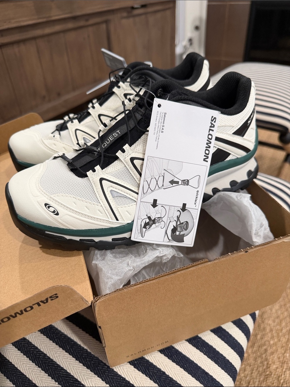 Salomon Quest Trail Shoes - White / Black / Green